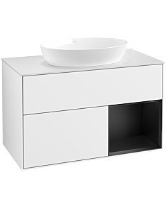 Villeroy und Boch Finion Villeroy und Boch Finion FA21PDGF 100cm, cover plate white matt, shelves black matt lacquer, glossy white lacquer