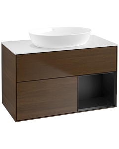 Villeroy und Boch Finion Villeroy und Boch Finion FA21PDGN 100cm, cover plate white matt, shelves black matt lacquer, walnut veneer