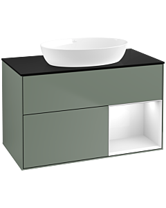 Villeroy und Boch Finion Villeroy und Boch Finion FA22GFGM 100cm, cover plate black matt, shelves Glossy white lacquer, Olive Matt Lacquer