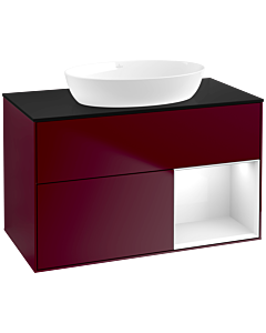 Villeroy und Boch Finion Villeroy und Boch Finion FA22GFHB 100cm, cover plate black matt, shelves Glossy white lacquer, Peony Matt