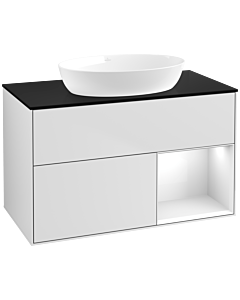 Villeroy und Boch Finion Villeroy und Boch Finion FA22GFMT 100cm, cover plate black matt, shelves Glossy white lacquer, white matt lacquer