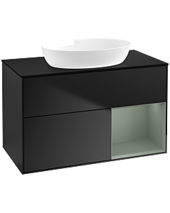 Villeroy und Boch Finion Villeroy und Boch Finion FA22GMPD 100cm, cover plate black matt, shelves olive matt lacquer, black matt lacquer