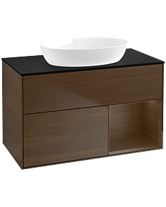Villeroy und Boch Finion Villeroy und Boch Finion FA22GNGN 100cm, cover plate black matt, shelves Walnut Veneer , Walnut Veneer veneer