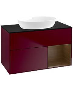 Villeroy und Boch Finion Villeroy und Boch FA22GNHB 100cm, plaque de recouvrement noir mat, étagères Walnut Veneer , Peony Matt