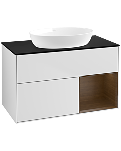 Villeroy und Boch Finion Villeroy und Boch Finion FA22GNMT 100cm, cover plate black matt, shelves Walnut Veneer , white matt lacquer