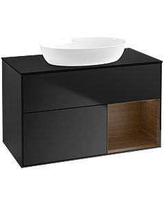 Villeroy und Boch Finion Villeroy und Boch Finion FA22GNPD 100cm, cover plate black matt, shelves Walnut Veneer , black matt lacquer