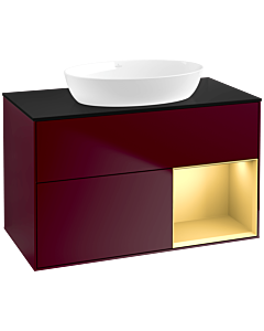 Villeroy und Boch Finion Villeroy und Boch Finion FA22HFHB 100cm, cover plate black matt, shelves gold matt lacquer, Peony Matt