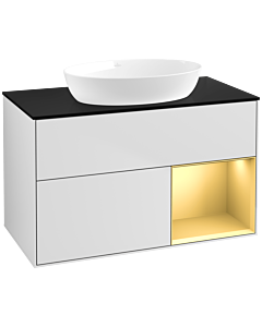 Villeroy und Boch Finion Villeroy und Boch Finion FA22HFMT 100cm, cover plate black matt, shelves gold matt lacquer, white matt lacquer