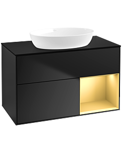 Villeroy und Boch Finion Villeroy und Boch Finion FA22HFPD 100cm, cover plate black matt, shelves gold matt lacquer, black matt lacquer
