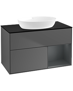 Villeroy und Boch Finion Villeroy und Boch Finion FA22HGGK 100cm, cover plate black matt, shelves midnight matt lacquer, anthracite matt