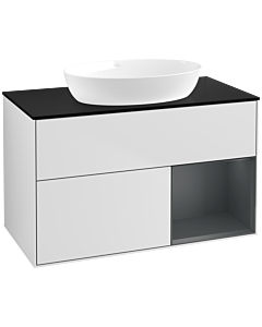 Villeroy und Boch Finion Villeroy und Boch Finion FA22HGMT 100cm, cover plate black matt, shelves midnight matt lacquer, white matt lacquer