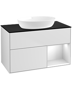 Villeroy und Boch Finion Villeroy und Boch Finion FA22MTMT 100cm, cover plate black matt, shelves white matt lacquer, white matt lacquer