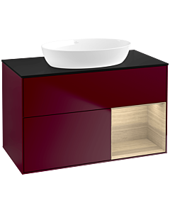 Villeroy und Boch Finion Villeroy und Boch Finion FA22PCHB 100cm, cover plate black matt, shelves Oak Veneer , Peony Matt