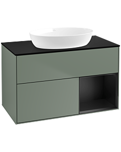 Villeroy und Boch Finion Villeroy und Boch Finion FA22PDGM 100cm, cover plate black matt, shelves black matt lacquer, Olive Matt Lacquer