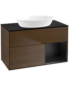 Villeroy und Boch Finion Villeroy und Boch Finion FA22PDGN 100cm, cover plate black matt, shelves black matt lacquer, walnut veneer