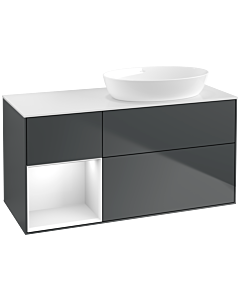 Villeroy und Boch Finion Waschtischunterschrank FA41GFHG 120cm, Abdeckplatte white matt, Regale Glossy white lacquer, Midnight Blue Matt Lacquer
