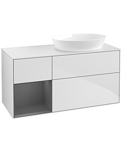 Villeroy und Boch Finion Waschtischunterschrank FA41GKMT 120cm, Abdeckplatte white matt, Regale Anthracite matt lacquer, White matt lacquer