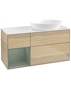 Villeroy und Boch Finion Villeroy und Boch Finion FA41GMPC 120cm, cover plate white matt, shelves olive matt lacquer, Oak Veneer