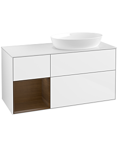 Villeroy und Boch Finion Villeroy und Boch Finion FA41GNGF 120cm, cover plate white matt, shelves Walnut Veneer , glossy white lacquer