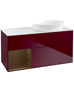 Villeroy und Boch Finion Villeroy und Boch FA41GNHB 120cm, plaque de recouvrement blanc mat, étagères Walnut Veneer , Peony Matt