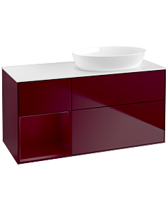 Villeroy und Boch Finion Waschtischunterschrank FA41HBHB 120cm, Abdeckplatte white matt, Regale Peony matt lacquer, Peony Matt