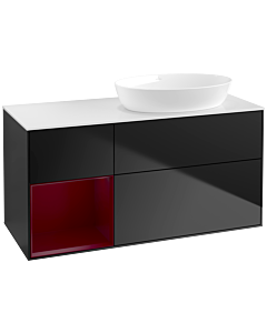 Villeroy und Boch Finion Villeroy und Boch Finion FA41HBPD 120cm, cover plate white matt, shelves Peony matt lacquer, black matt lacquer