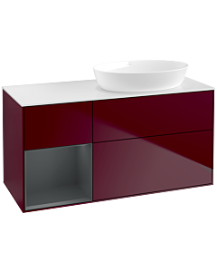 Villeroy und Boch Finion Waschtischunterschrank FA41HGHB 120cm, Abdeckplatte white matt, Regale Midnight matt lacquer, Peony Matt