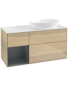 Villeroy und Boch Finion Villeroy und Boch Finion FA41HGPC 120cm, cover plate white matt, shelves midnight matt lacquer, Oak Veneer