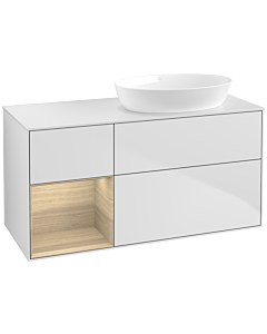 Villeroy und Boch Finion Villeroy und Boch FA41PCMT 120cm, plaque de recouvrement blanc mat, étagères Oak Veneer , laqué blanc mat