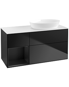 Villeroy und Boch Finion Waschtischunterschrank FA41PDPD 120cm, Abdeckplatte white matt, Regale Black matt lacquer, Black matt lacquer