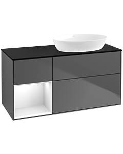 Villeroy und Boch Finion Villeroy und Boch Finion FA42GFGK 120cm, cover plate black matt, shelves Glossy white lacquer, anthracite matt