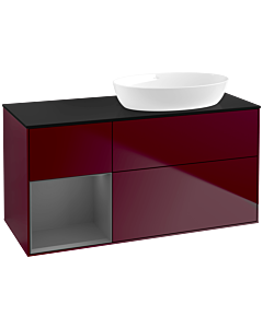 Villeroy und Boch Finion Waschtischunterschrank FA42GKHB 120cm, Abdeckplatte black matt, Regale Anthracite matt lacquer, Peony Matt