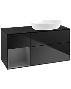 Villeroy und Boch Finion Waschtischunterschrank FA42GKPD 120cm, Abdeckplatte black matt, Regale Anthracite matt lacquer, Black matt lacquer