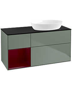 Villeroy und Boch Finion Villeroy und Boch Finion FA42HBGM 120cm, cover plate black matt, shelves Peony matt lacquer, Olive Matt Lacquer