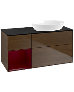 Villeroy und Boch Finion Villeroy und Boch Finion FA42HBGN 120cm, cover plate black matt, shelves Peony matt lacquer, Peony veneer