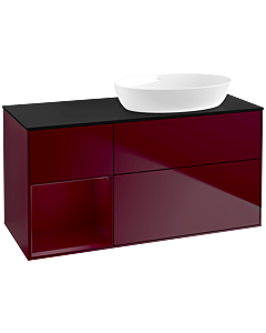 Villeroy und Boch Finion Waschtischunterschrank FA42HBHB 120cm, Abdeckplatte black matt, Regale Peony matt lacquer, Peony Matt