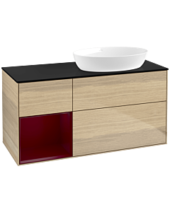 Villeroy und Boch Finion Villeroy und Boch Finion FA42HBPC 120cm, cover plate black matt, shelves Peony matt lacquer, Oak Veneer