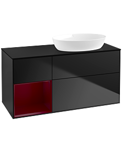 Villeroy und Boch Finion Villeroy und Boch Finion FA42HBPD 120cm, cover plate black matt, shelves Peony matt lacquer, black matt lacquer