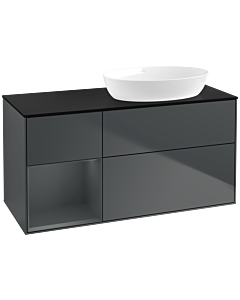 Villeroy und Boch Finion Villeroy und Boch FA42HGHG 120cm, plaque de recouvrement noir mat, étagères laqué mat Midnight, Midnight Blue Matt Lacquer