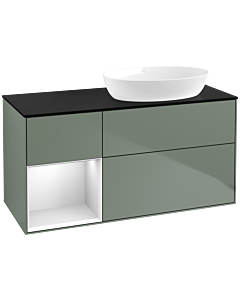 Villeroy und Boch Finion Villeroy und Boch Finion FA42MTGM 120cm, cover plate black matt, shelves white matt lacquer, Olive Matt Lacquer