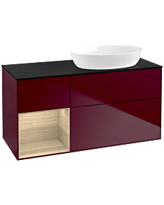 Villeroy und Boch Finion Villeroy und Boch FA42PCHB 120cm, plaque de recouvrement noir mat, étagères Oak Veneer , Peony Matt