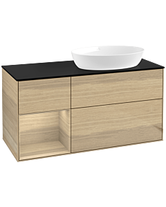 Villeroy und Boch Finion Villeroy und Boch FA42PCPC 120cm, plaque de recouvrement noir mat, étagères Oak Veneer , Oak Veneer