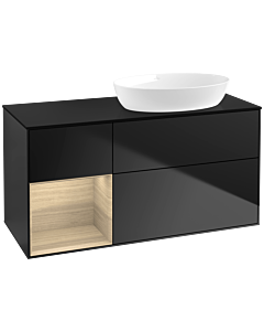 Villeroy und Boch Finion Villeroy und Boch Finion FA42PCPD 120cm, cover plate black matt, shelves Oak Veneer , black matt lacquer