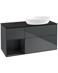 Villeroy und Boch Finion Villeroy und Boch FA42PDHG 120cm, plaque de recouvrement noire mate, étagères Blue Matt Lacquer noir mat, Midnight Blue Matt Lacquer