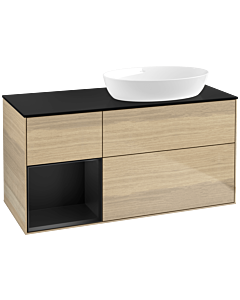 Villeroy und Boch Finion Villeroy und Boch Finion FA42PDPC 120cm, cover plate black matt, shelves black matt lacquer, Oak Veneer