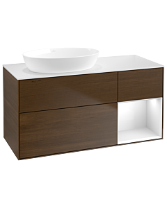 Villeroy und Boch Finion Villeroy und Boch Finion FA51GFGN 120cm, cover plate white matt, shelves Glossy white lacquer, walnut veneer