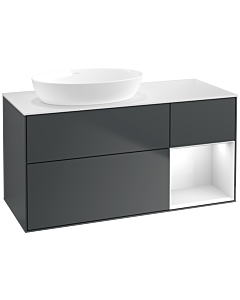 Villeroy und Boch Finion Waschtischunterschrank FA51GFHG 120cm, Abdeckplatte white matt, Regale Glossy white lacquer, Midnight Blue Matt Lacquer