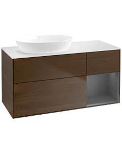 Villeroy und Boch Finion Villeroy und Boch Finion FA51GKGN 120cm, cover plate white matt, shelves anthracite matt lacquer, walnut veneer