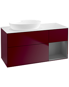 Villeroy und Boch Finion Waschtischunterschrank FA51GKHB 120cm, Abdeckplatte white matt, Regale Anthracite matt lacquer, Peony Matt