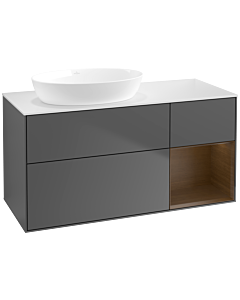 Villeroy und Boch Finion Villeroy und Boch Finion FA51GNGK 120cm, cover plate white matt, shelves Walnut Veneer , anthracite matt